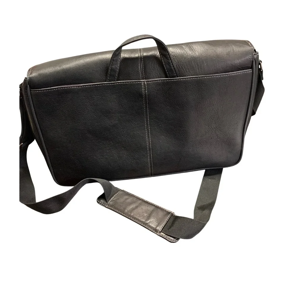 Kenneth Cole Reaction Black Leather‎ Messenger Bag Laptop Briefcase Crossbody